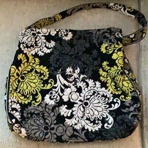Vera Bradley Large Quilted Tote Bag, Lime Green, White, Black and Grey